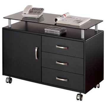 Scranton & Co 3-Drawer Modern Wood Storage Cabinet in Graphite Black/Smoke Gray