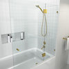 58"x51" Frameless Glass Bath Tub Shower Door, Glass Hung, Satin Brass