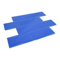 Electric Blue Glossy Subway Glass Mosaic Tiles - Home Accessories & Decor