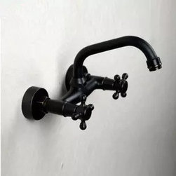 Antique Black Brass Bronze Wall Mounted Mixer Kitchen Tap TB109W - Kitchen Faucets