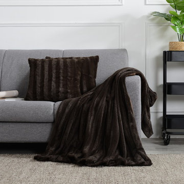 Faux Fur Blanket and Throw Pillow