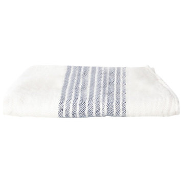 Kontex-Flax Line Organic Towels, Ivory/Navy, Bath Towel