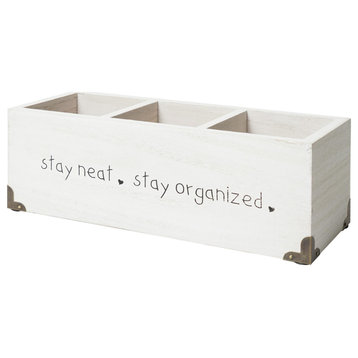 Addie Joy Stay Neat Stay Organized Rectangle 3-Opening Desk Organizer - White
