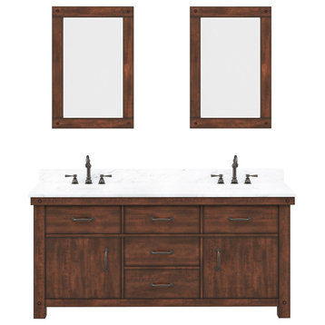 Aberdeen Carrara Marble Countertop Vanity with Mirrors and Hood Faucet