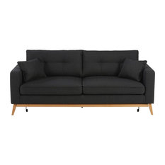 Sofá convertible de 3 plazas de tela antracita Brooke