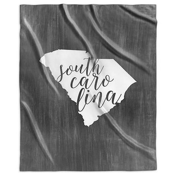 "Home State Typography, South Carolina" Sherpa Blanket 50"x60"