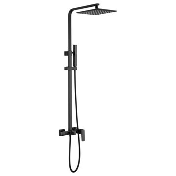 Luxury Complete Shower System With Rough-In Valve, Matte Black