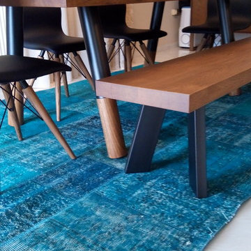 Patchwork turquoise area rug