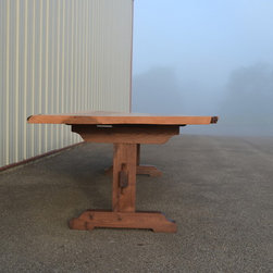 Live Edge Curly Maple Dining Table with Walnut Base - Dining Tables