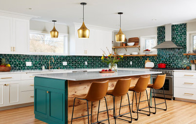 Kitchen of the Week: Backsplash Dazzles in Green Geometric Tile