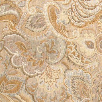Gold and Beige, Abstract Floral Upholstery Fabric By The Yard
