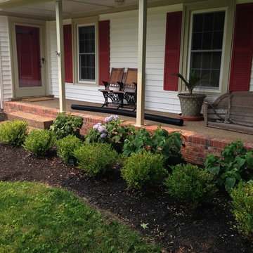 Formal Planting: Korean Boxwood and Blue Hydrangeas