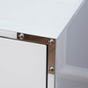 GDF Studio Danea White Glass 2 Drawer Bedside Table