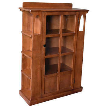 Crafters and Weavers Arts and Crafts 1 Door Wood Bookcase in Cherry