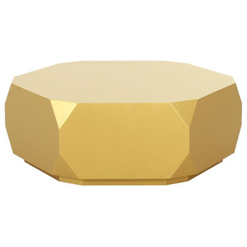 Pasargad Home Selva Wood Finish Coffee Table Gold