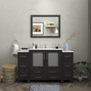 Single Vanity Set With Ceramic Top, 60", Espresso, Led Touch-Switch Mirror