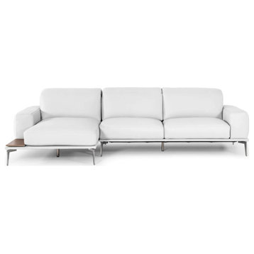 Lenawee Modern White Italian Left Facing Sectional Sofa