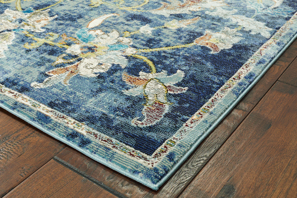 Blue Jacobean Runner, 5'x8' - Contemporary - Area Rugs - by LR Home | Houzz