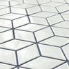 10.5"x12.13" Victorian Rhombus Mosaic Floor/Wall Tile, Glossy White