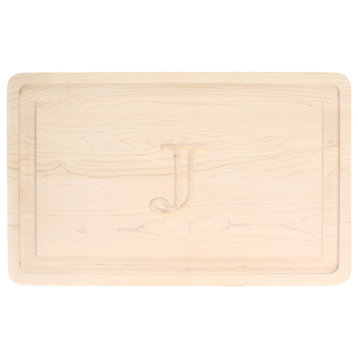 BigWood Boards Rectangle Monogram Maple Carving Board, J