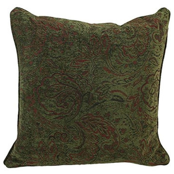 Jacquard Chenille Bolster Pillow Insert, Floral Green, 25"