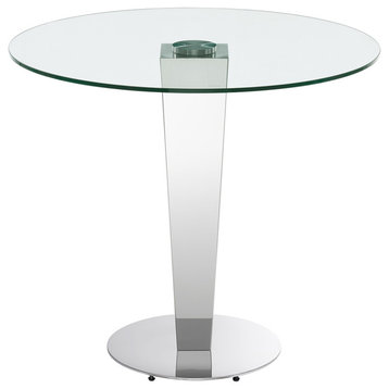 Enzo 39" Round Counter Table, Clear Glass