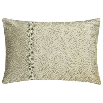Silver & Ivory Jacquard 12"x14" Lumbar Pillow Cover Pearl Bead - Luminous Jewels