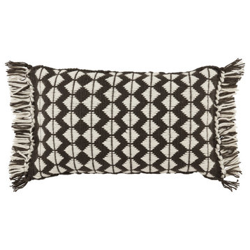Jaipur Living Perdita Geometric Black/Ivory Indoor/Outdoor Pillow, 13"x21"