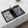 33-inch Granite Workstation Matte Black Drop-in Topmount Kitchen Sink- RVG1302BK