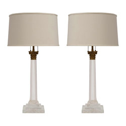 PAIR OF CRYSTAL CORINTHIAN COLUMN LAMPS - Products