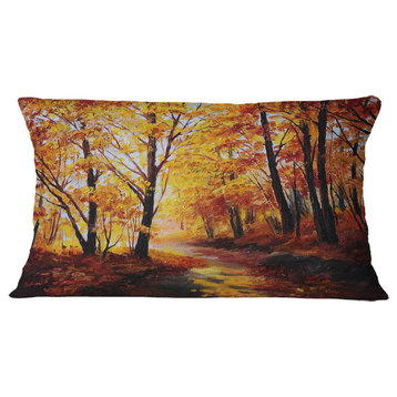 Forest in Autumn Landscape Printed Throw Pillow, 12"x20"