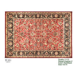 H.A.G. Hand Knotted Carpet 11/13 Quality Red/Black - Floor Rugs