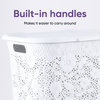 Laundry Hamper with Lid, 50-liter Lace Style Hamper with Cutout Handles, White.