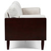 Bagan Mid-Century Modern Upholstered 3 Seater Sofa, Beige + Dark Walnut