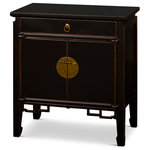 China Furniture and Arts - Distressed Black Elmwood Oriental Peking Cabinet - Dimensions: 30"W x 16"D x 33"H