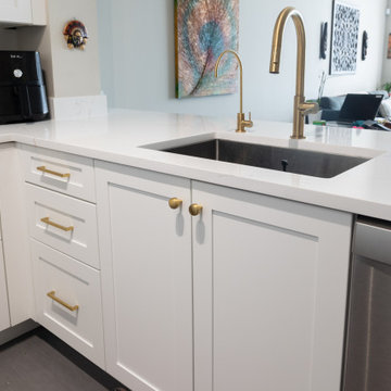 Contemporary Kitchen Remodel Done in a Painted White Shaker Door