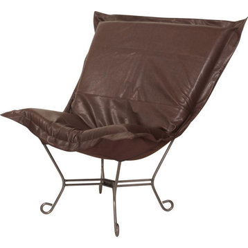 HOWARD ELLIOTT AVANTI Pouf Chair Pecan Deep Brown Polyurethane Faux