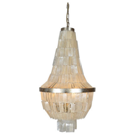 Emory Silver Leaf Chandelier With Capiz Shell, Small