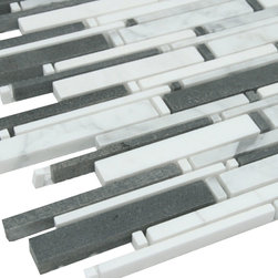 Grey and White Matte Random Brick Pattern Marble Stone Tiles Collection - Home Accessories & Decor