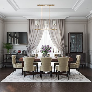 Classic House Design 3D Renderings. Kitchen /Hall Interiors