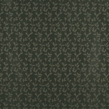 Hunter Green Vine Leaves Jacquard Woven Upholstery Fabric By The Yard