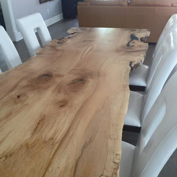 LIVE EDGE MAPLE TABLE BOOKMATCHED HARVEST TABLE