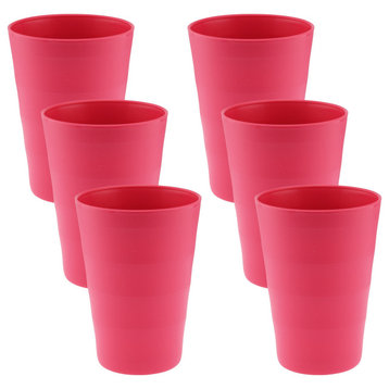 Break-Resistant Plastic Cups 12Oz, Reusable Design, Set of 6, Pink