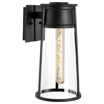 Norwell Lighting Cone Outdoor Large 1 Light Sconce, Matte Black 1245-MB-CL