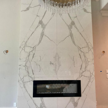 Statuary Venato Porcelain Fireplace Wall