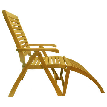 Teak Outdoor Dining Chair Ashley Reclining/Folding Arm Chair with Footrest