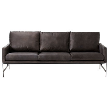 Black Leather Sofa | Andrew Martin Vanessa, 3 Seater
