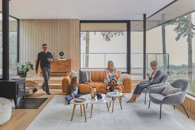 Living room - mid-century modern living room idea in Vancouver