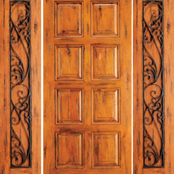 Exterior Prehung Door with Two Sidelites, Knotty Alder 8-Panel - Front Doors