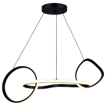 Canarm LCH234A32 Zuri 3 Light 33"W LED Abstract Chandelier - Matte Black